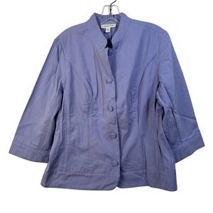Coldwater Creek Periwinkle Purple‎ Cotton Button Jacket Size 16